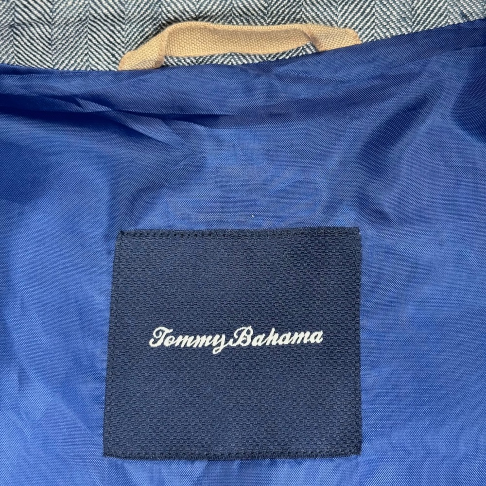 Tommy Bahama Mens XL 100% Irish Linen Blue Herringbone Blazer Sport Coat Coastal - Picture 10 of 13